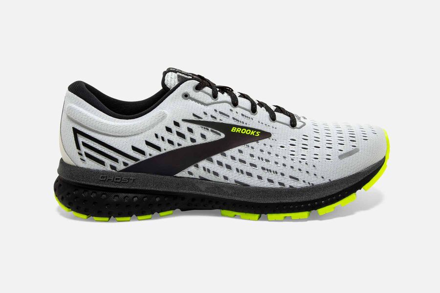 Brooks Men's Ghost 13 Road Running Shoes White/Black CYHW-80279